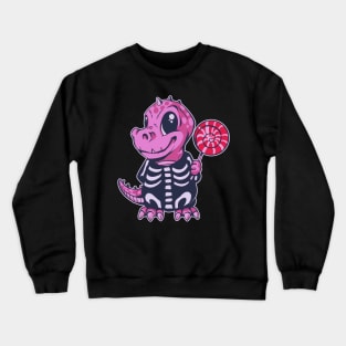 Adorable Pink T-Rex Dinosaur Holding a Popsicle! Crewneck Sweatshirt